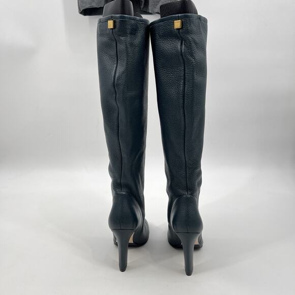 Stuart Weitzman Charlie Leather Knee-High Heeled Boots Women's 6.5 Green EUC - Picture 6 of 15